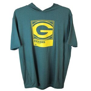Green Bay Packers NFL Team Apparel New Era Green Hooded SS T-Shirt‎ Men's 2XL